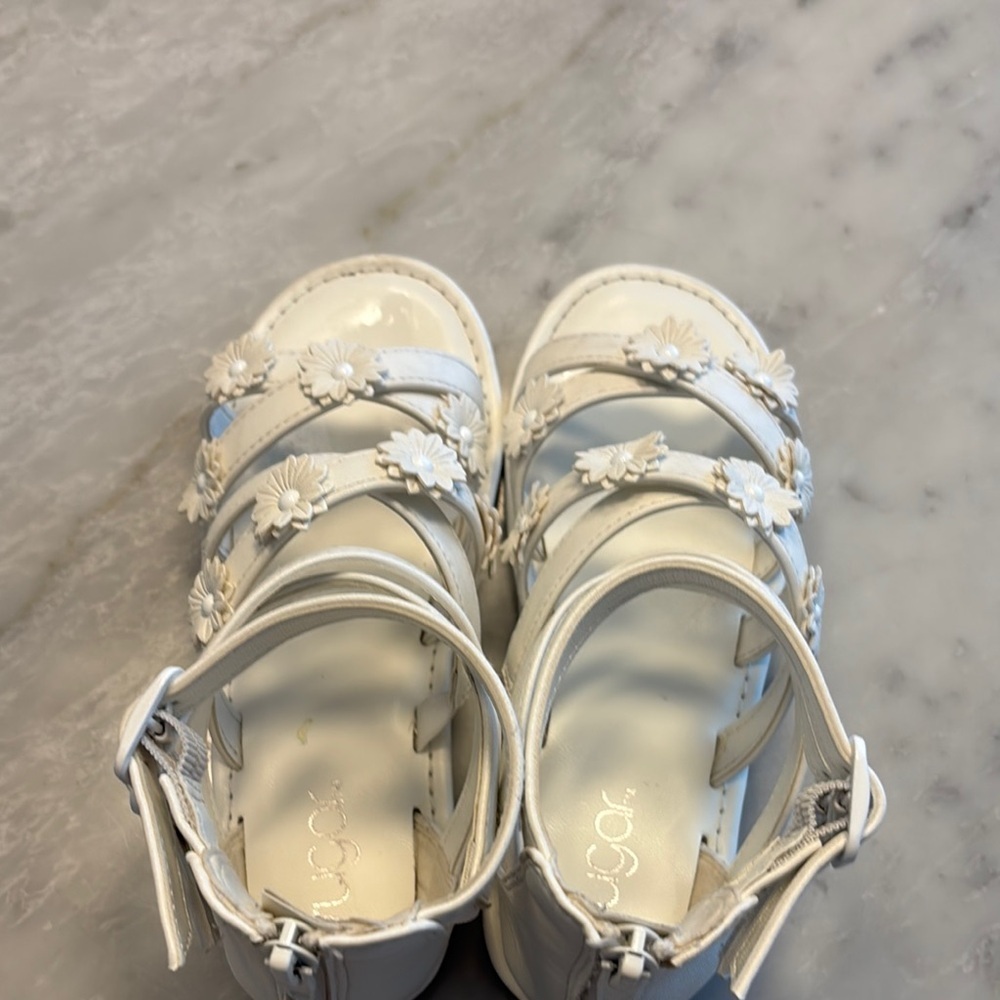 Sugar White Floral Sandals with Ankle Straps